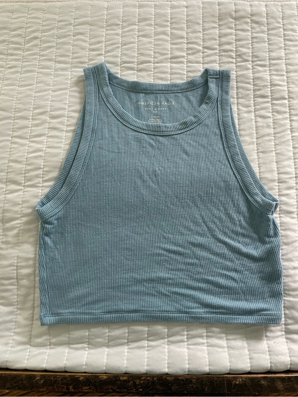American Eagle Outfitters Light Blue Ribbed Cropped Tank